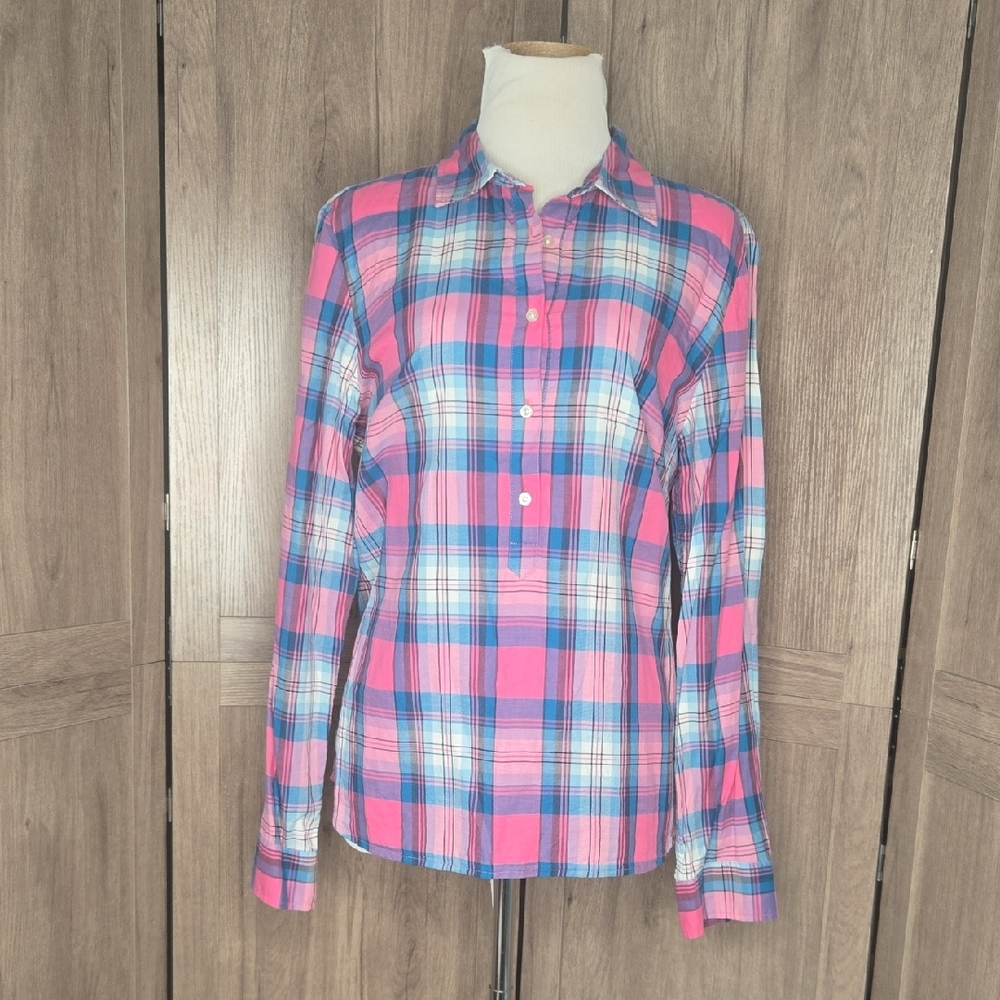 Talbots Medium Plaid Butyon Down Shirt 100% Cotton